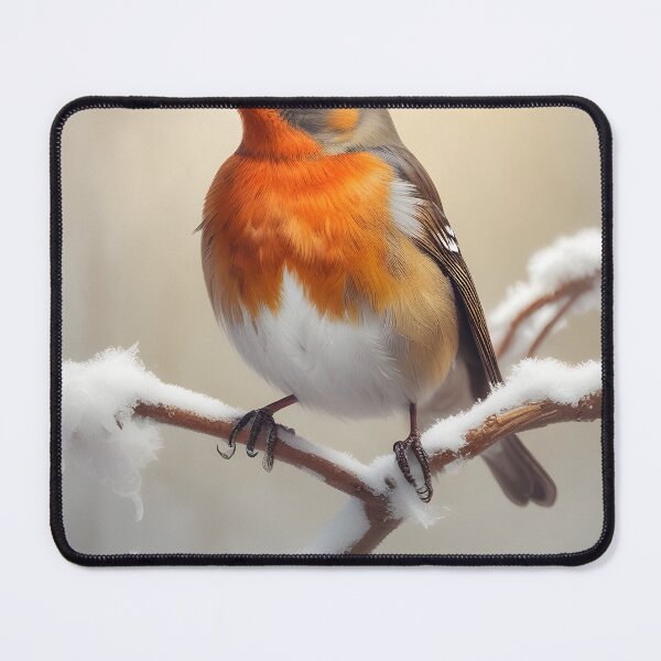 Item preview, Robin on a Snowy Branch Winter Painting designed and sold by ChromaLens.
