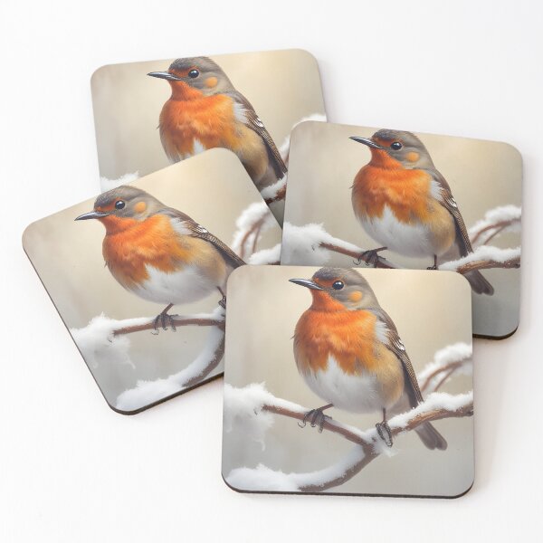 Item preview, Robin on a Snowy Branch Winter Painting designed and sold by ChromaLens.