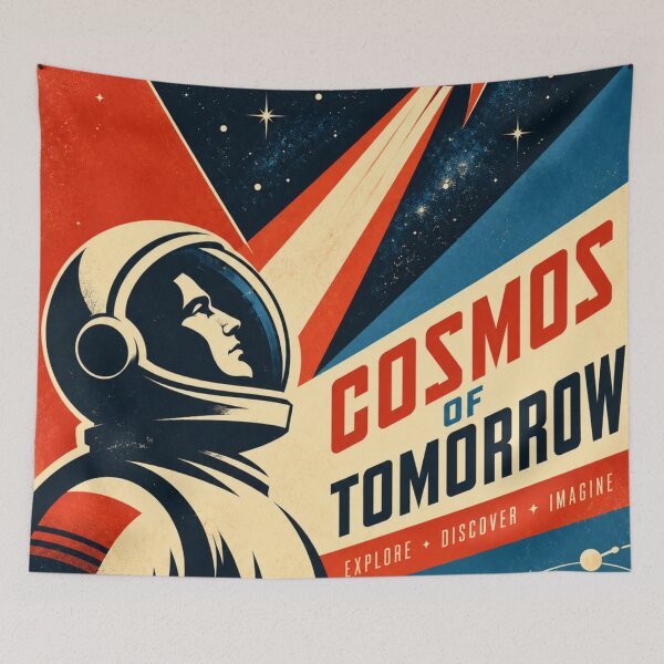 Item preview, Cosmos of Tomorrow – Retro Futuristic Space Travel Poster designed and sold by Curio Meridian.