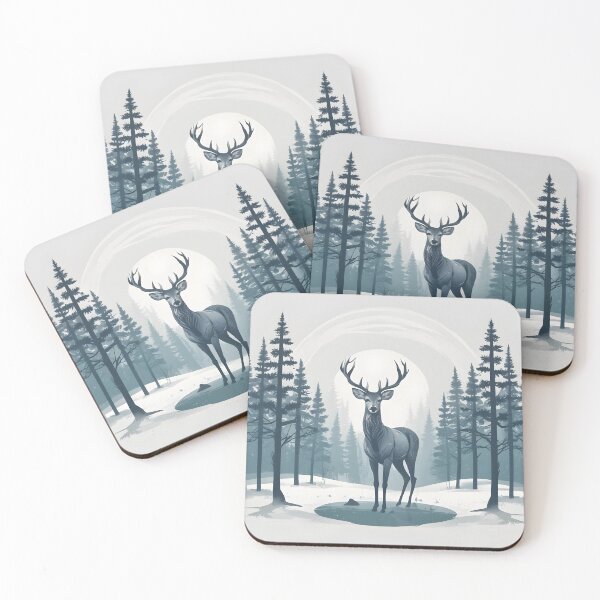 Item preview, Deer in a Snowy Nordic Forest designed and sold by ChromaLens.