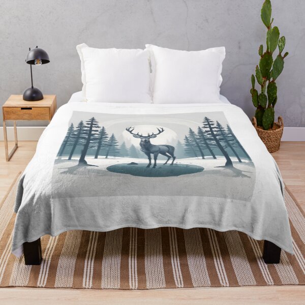 Item preview, Deer in a Snowy Nordic Forest designed and sold by ChromaLens.