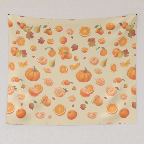 Item preview, Autumn Oranges Mandarins And Pumpkins Pattern designed and sold by The-NOKU-Co.