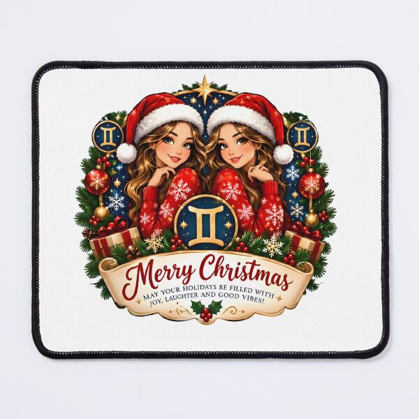 Item preview, Gemini Twins Merry Christmas Zodiac Gift designed and sold by Zodiac Celestial Art.