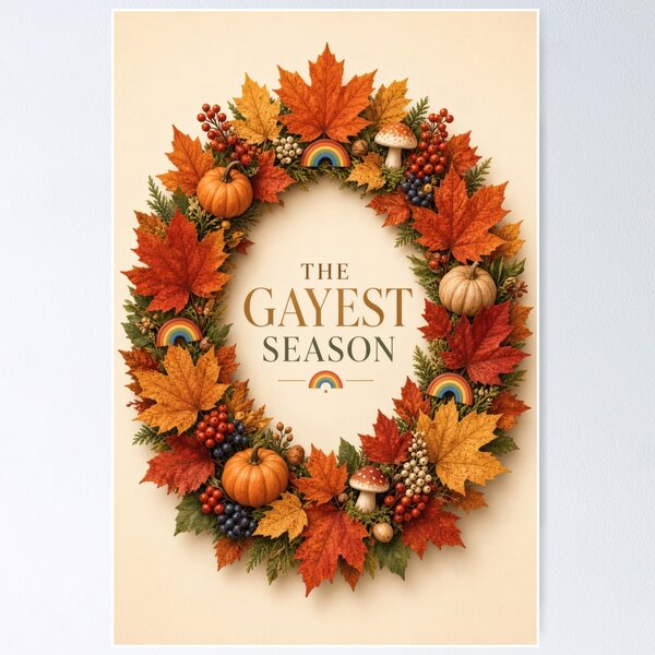 Item preview, The Gayest Season Autumn Wreath Art designed and sold by ZhivanCrimson.