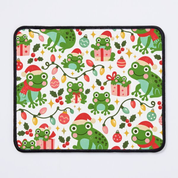 Item preview, Christmas Frogs Santa Hats Holiday Pattern designed and sold by DesignArtist.ia.