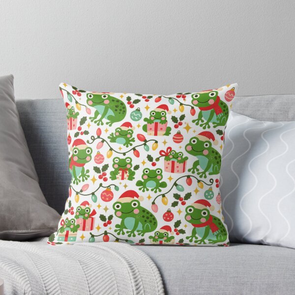 Item preview, Christmas Frogs Santa Hats Holiday Pattern designed and sold by DesignArtist.ia.