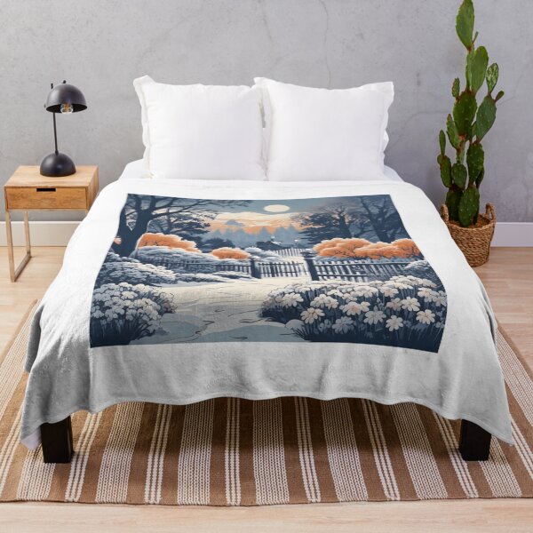 Item preview, Snowy Cottage Garden Under Moonlight designed and sold by ChromaLens.