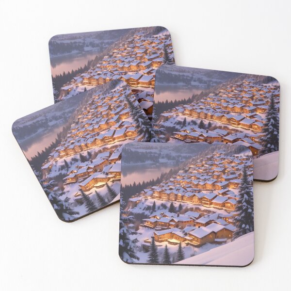 Item preview, Snowy Alpine Village at Dusk designed and sold by ChromaLens.