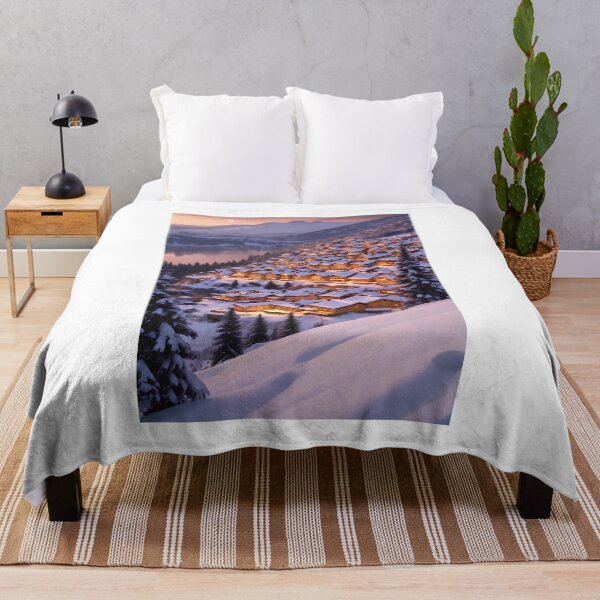 Item preview, Snowy Alpine Village at Dusk designed and sold by ChromaLens.