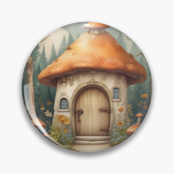 Item preview, Mushroom Cottage Fairy House in the Forest designed and sold by ChromaLens.