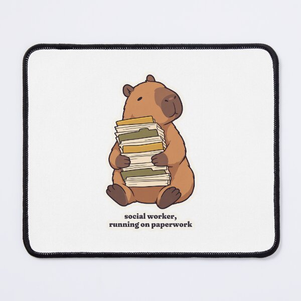 Item preview, Calm Capybara Social Worker Running on Paperwork designed and sold by OuqCreations.
