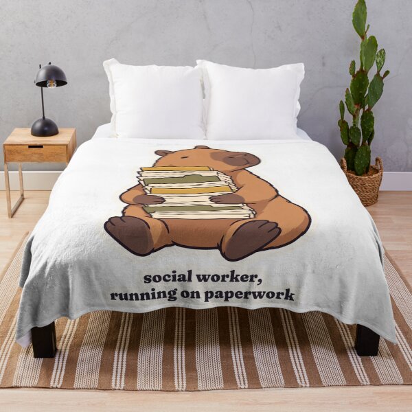 Item preview, Calm Capybara Social Worker Running on Paperwork designed and sold by OuqCreations.