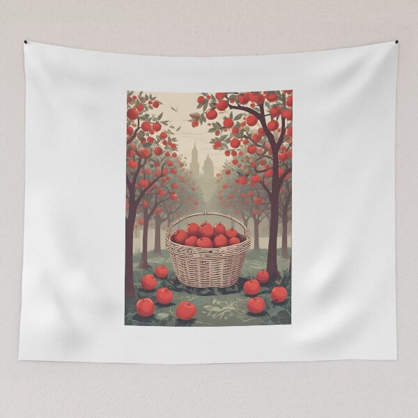 Item preview, Apple Orchard with Basket of Red Apples designed and sold by ChromaLens.