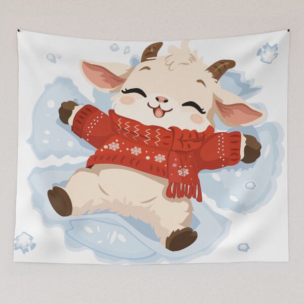 Item preview, Cute Christmas Goat Playing in the Snow designed and sold by CheriTanya.