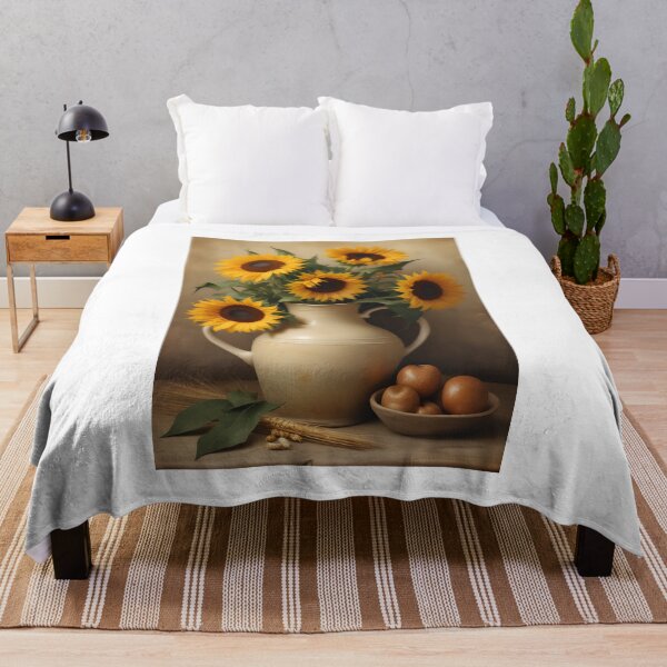 Item preview, Sunflowers and Wheat in a Rustic Jug designed and sold by ChromaLens.