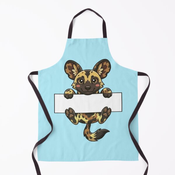 Item preview, Cute African Wild Dog Holding Blank Sign Cartoon designed and sold by PetalsPaws.
