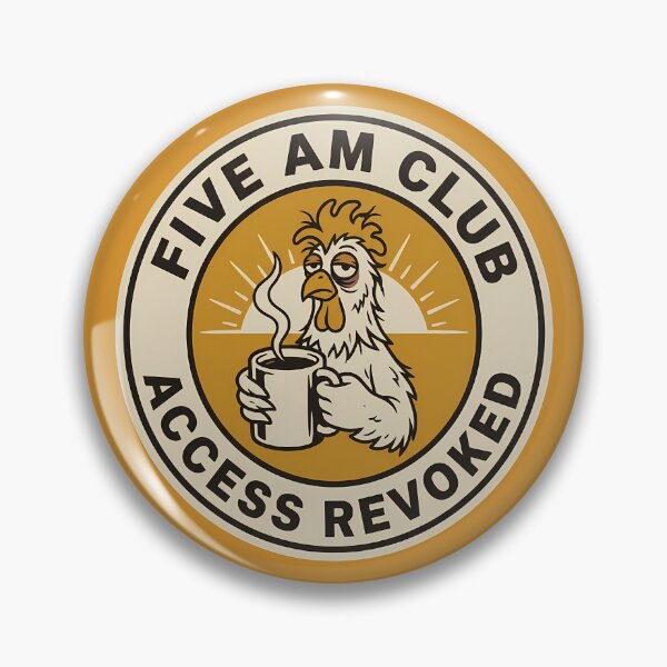 Item preview, Funny Rooster Five AM Club Revoked Badge designed and sold by DripCultureLab.