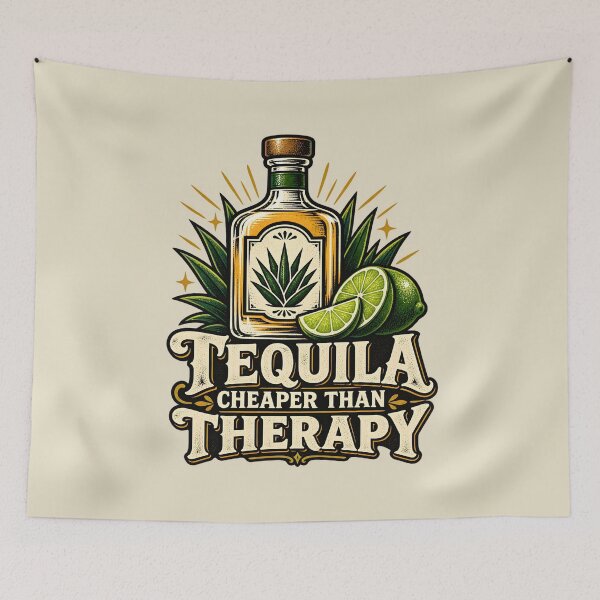 Item preview, Tequila Cheaper Than Therapy – Vintage Agave and Lime designed and sold by AwesomeBeyondLimits.