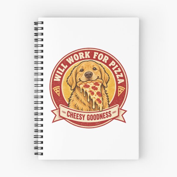 Item preview, Will Work For Pizza Cheesy Goodness Golden Retriever Vintage Art designed and sold by Namphet.