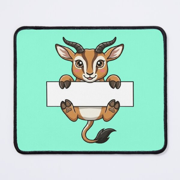 Item preview, Cute Springbok Gazelle Holding Blank Sign Cartoon designed and sold by PetalsPaws.