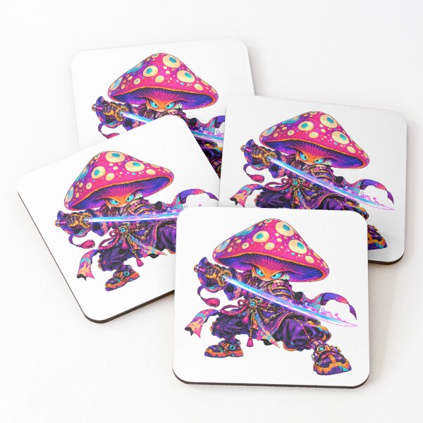 Artikelvorschau, Neon Mushroom Samurai Anime Sticker entworfen und verkauft von Frenky Stickers.