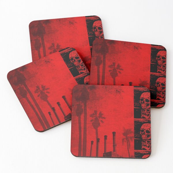 Item preview, Post Apocalyptic Los Angeles - Red & Black Dystopian Skull and Palms Collage designed and sold by SpookyShadesLab.