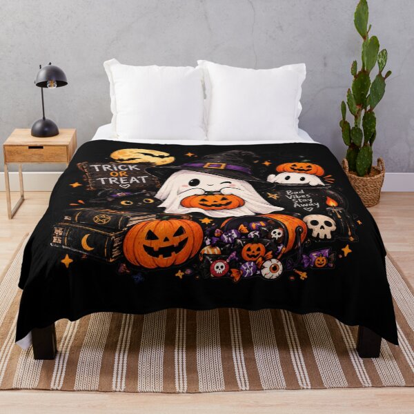 Item preview, Cute Halloween Ghost Witch & Pumpkin – Spooky Kawaii Aesthetic designed and sold by JTitli.
