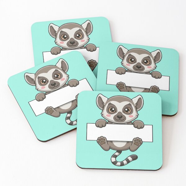 Item preview, Cute Ring Tailed Lemur Holding Blank Sign Cartoon designed and sold by PetalsPaws.