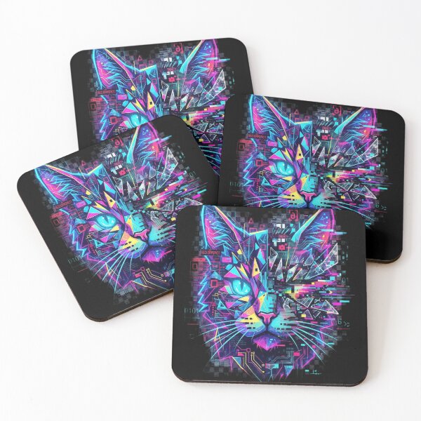 Item preview, Adversarial Glitch Cat Abstract Art - Cyberpunk Face designed and sold by tulinorampyc.