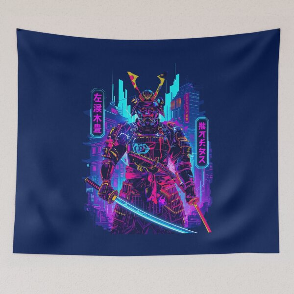 Item preview, Neon Cyberpunk Ronin Futuristic Samurai designed and sold by nealalong.
