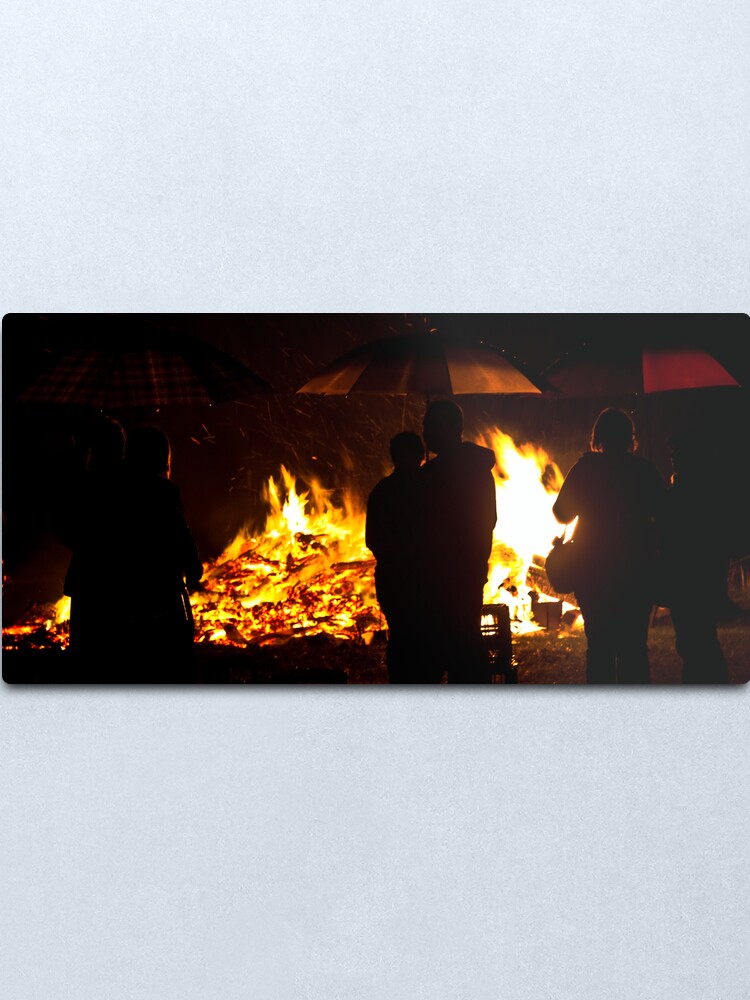 Alternate view of Brollies by the fire Metal Print