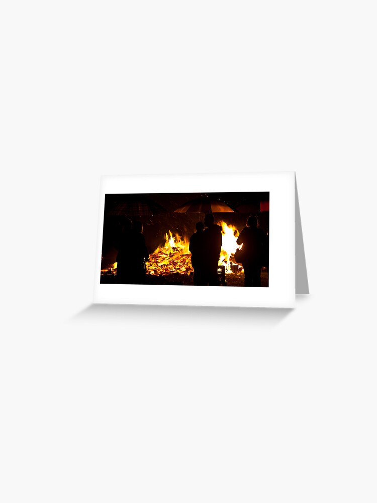 Thumbnail 1 of 2, Greeting Card, Brollies by the fire designed and sold by Andreas Koepke.