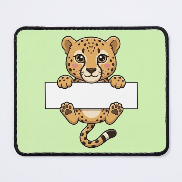 Item preview, Cute Cheetah Cub Holding Blank Sign Cartoon designed and sold by PetalsPaws.
