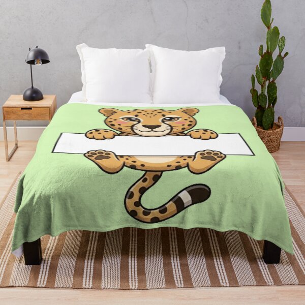 Item preview, Cute Cheetah Cub Holding Blank Sign Cartoon designed and sold by PetalsPaws.