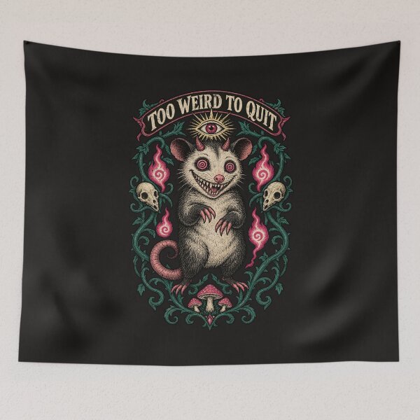 Item preview, Too Weird to Quit – Creepy Cute Opossum designed and sold by AwesomeBeyondLimits.