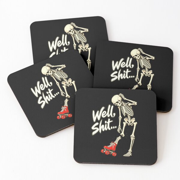 Item preview, Well, Shit... Roller Skating Skeleton Skater Humorous Accident designed and sold by FolkGraphics.