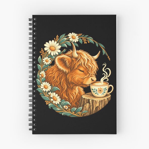 Item preview, Highland Cow Coffee Lover Daisy Farm Animal designed and sold by FolkGraphics.