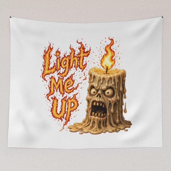 Item preview, Light Me Up - Scary Candle Monster Funny Horror Dark Humor Art designed and sold by HorrorWorldWeb.