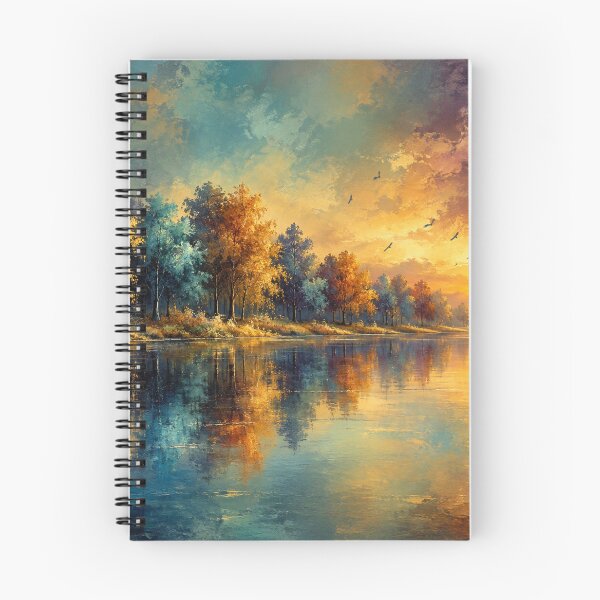 Item preview, Autumn River Sunset - Vibrant Landscape Painting designed and sold by Joey Santiago.