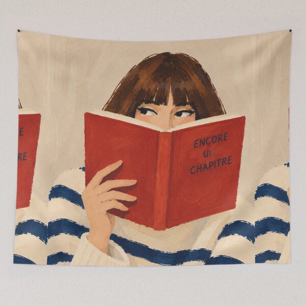 Item preview, "Encore Un Chapitre" | French Woman Reading | Figurative Painting designed and sold by CARRAANN.