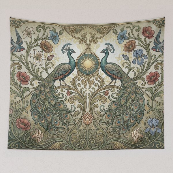 Item preview, Peacocks in floral ornamentation designed and sold by Sigtrix.