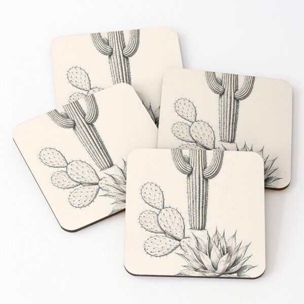 Item preview, Desert Botanical Line Art Cactus Illustration designed and sold by mossquillstudio.