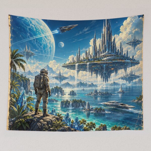 Item preview, The Celestial Realm – Vintage Sci-Fi Travel Poster designed and sold by Curio Meridian.