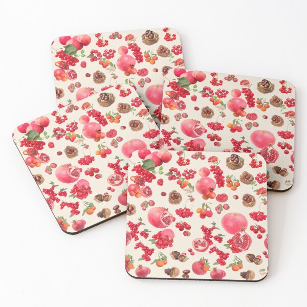 Item preview, Red Pomegranates Berries And Chestnuts Pattern designed and sold by The-NOKU-Co.