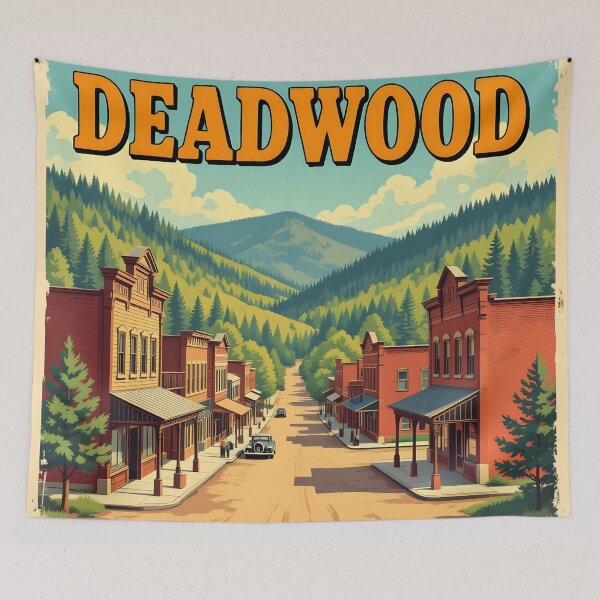 Item preview, Deadwood South Dakota – Vintage Western Town Travel Poster designed and sold by LSVart.