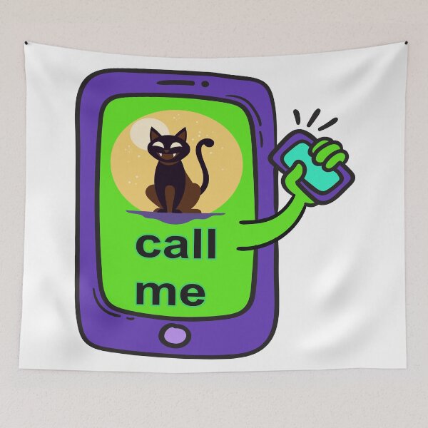 Item preview, Black Cat Call Me - Funny Spooky Phone Design designed and sold by NAMASTHE WORLD.