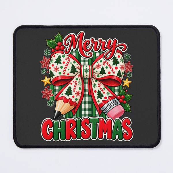 Item preview, Merry Christmas Pencil Bow with Green Plaid Teacher Design designed and sold by AmiGraph.