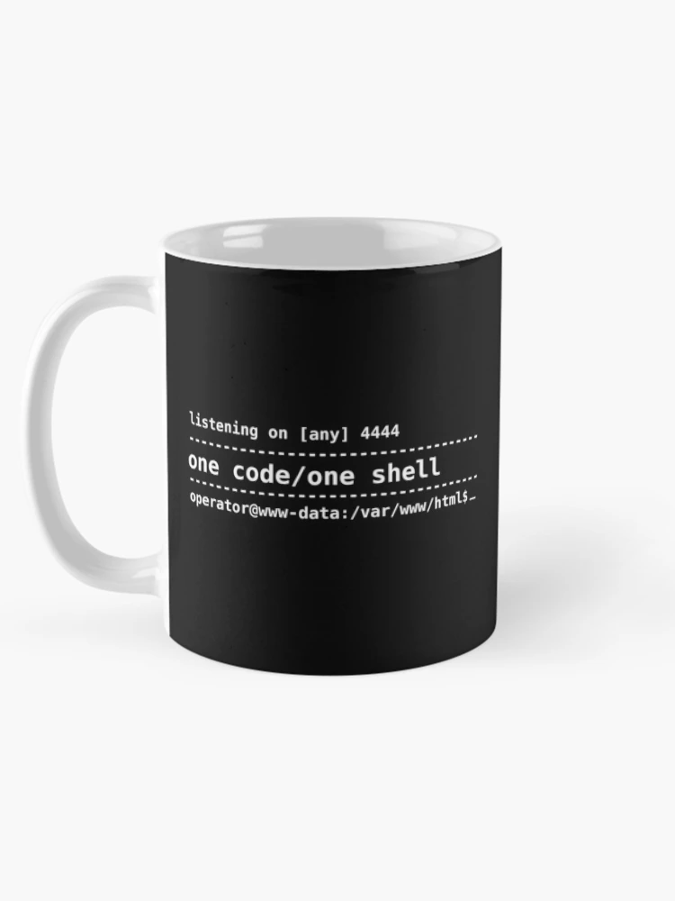 Thumbnail 5 of 6, Coffee Mug, One Code One Shell – Reverse Shell Pentesting Terminal Design designed and sold by Brido14.