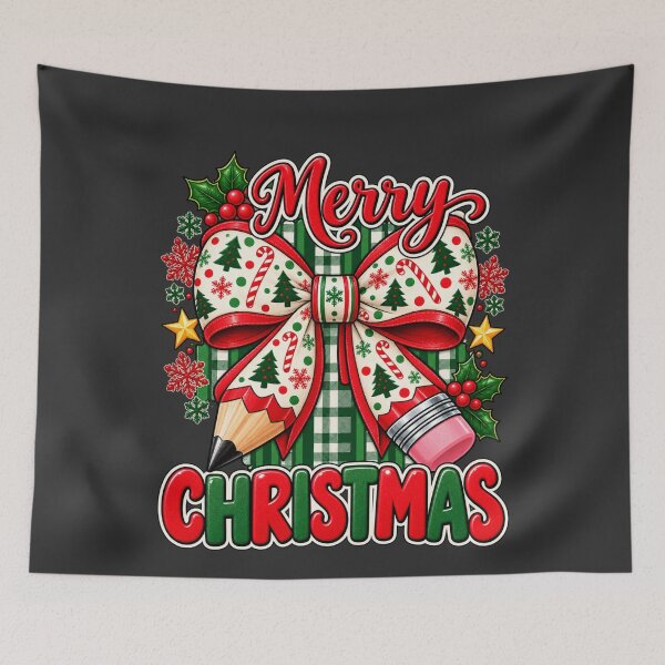 Item preview, Merry Christmas Pencil Bow with Green Plaid Teacher Design designed and sold by AmiGraph.
