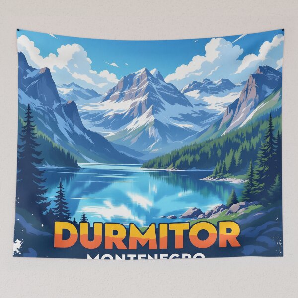 Item preview, Durmitor Montenegro – Vintage Mountain Lake Travel Poster designed and sold by LSVart.